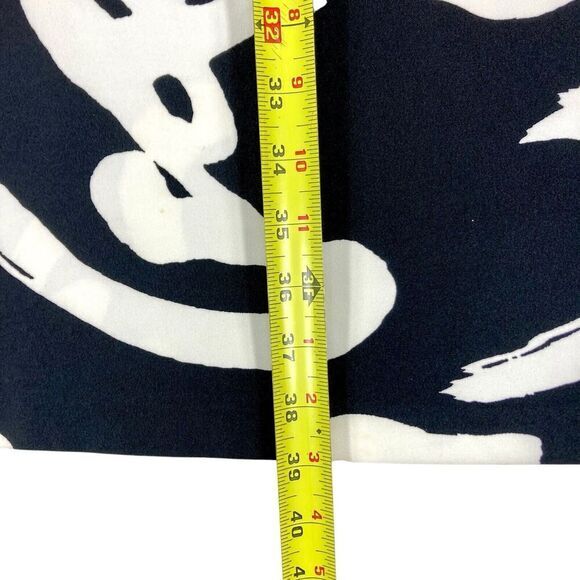 Emma & Michele Midi Dress Women 14 Black White Printed Belted 70s Classy Elegant - Picture 15 of 16